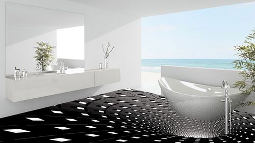 3Д полы в ванной: фото примеры дизайна