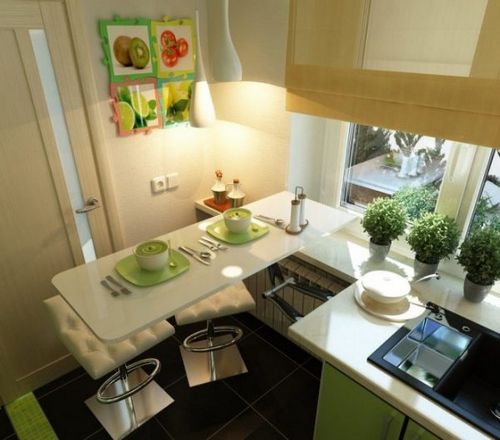Интерьер маленькой кухни 6 кв м: фото с холодильником