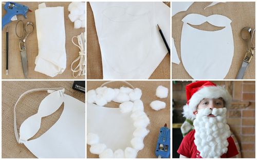 Изготовление бороды Деда Мороза из разных материалов