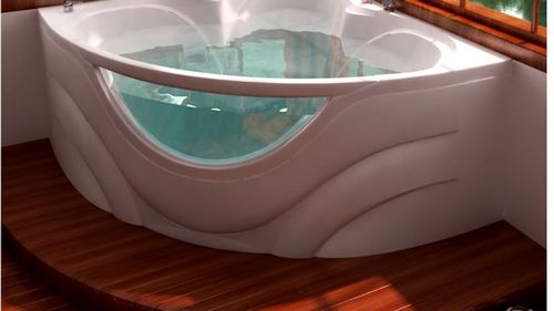 Угловая ванна: фото дизайна интерьера
